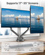 monTEK Dual Monitor Stand Mount with USB for Up to 35" Screens, Each Arm Holds Max 24.25lbs, Full Motion Adjustable Monitor Arm Desk Mount with C-Clamp/Grommet, Space Gray MA1010UCDG-D