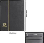 Stamp Albums 160 Pockets - Stockbooks with 30x197mm Sleeves, 10 Double Sided Black Page with Leatherette Padded Black Cover, Collection Storage Folder for Paper Money Postage Stamps AS0108BK