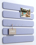 Fluxynara Cork Board Alternative Felt Strip Board 5-Pack 13"x2", Office Pin Board with 35 Push Pins, Adhesive Install for Bedroom Door & Home Office(Soft Periwinkle)