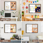 maxtek Combination White Board & Bulletin Cork Board 24 x 18 Whiteboard Magnetic, Combo Dry Erase Board with Black Aluminum Frame, 2' x 1.5' Hanging Message Board Wall Mounted for Homeschool Office