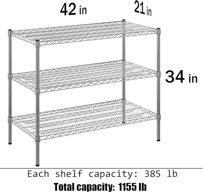 Regal Altair 21" Deep x 42" Wide x 34" Height Wire Shelving Kit | 3-Tier | NSF Commercial Storage Rack Unit