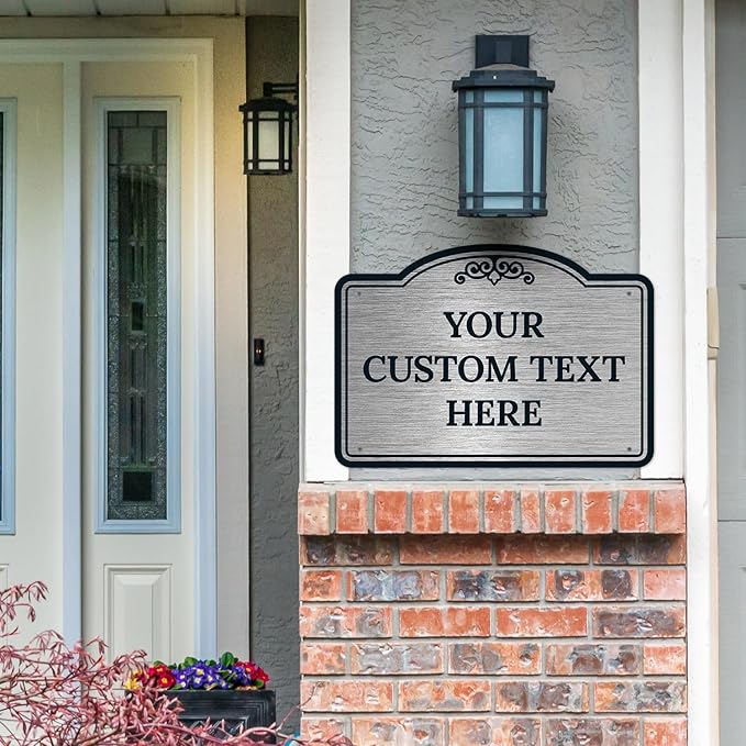 Custom Decorative Sign, Personalized Metal Sign for Business, Driveway, Home, Airbnb, Office Door Plaque, Brushed Nickel Sign, 18x24 Inches, ACM, Fade Resistant, Made in USA by Sigo Signs
