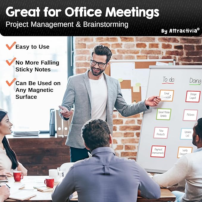 Attractivia Dry Erase Magnetic Labels 3.7 x 2.8 in, Color Borders, Medium Dry Erase Magnets, 20-Pack, White Erasable Write-On All-Purpose Labels, for Office, Education, Home, Whiteboard