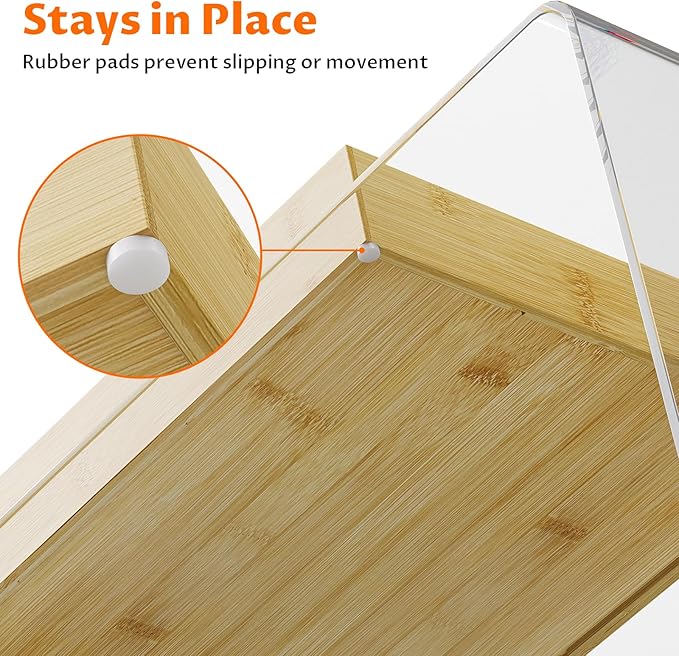 VA1KENE Bamboo Drawer Organizer with 9 Adjustable Compartments, Office Desk Organization Tray for Office Utensils, Supplies, Makeup, Jewelry, and More – Ideal for Desk or Drawer Storage
