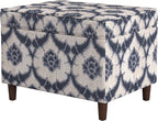 Spatial Order Home Decor | Dinah Collection Modern Storage Ottoman | Ottoman with Storage for Living Room & Bedroom(Blue Medallion Print)
