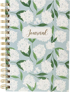 Graphique White Hydrangeas Hardbound Spiral Journal, 160 Ruled Pages Hard Cover Notebook, Diary, Lists, Record Month and Date, Premium Paper, 6” x 8”