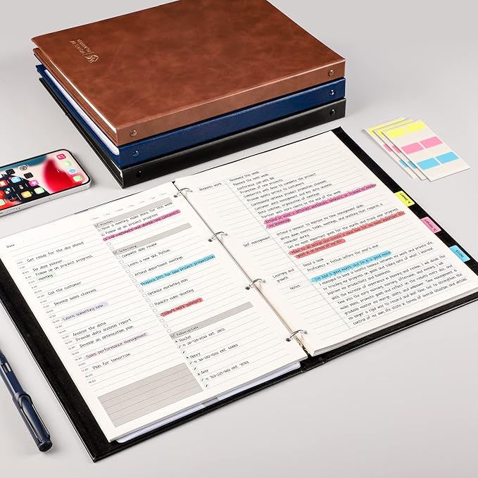 [EMSHOI Daily Planner Refill 8.5" X 11.5", 80 Sheets, 160 Pages Ring Binder Planner Inserts, Thick Cream Color Refill Paper, 100 GSM Loose Leaf, Paper Refills with Gift Box]