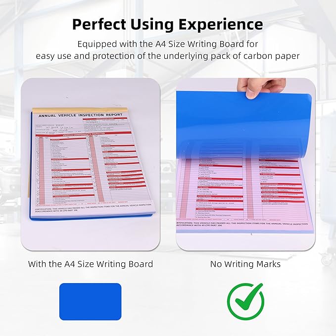 15-Pack Annual Vehicle Inspection Report Form, 3-Ply Carbonless Form and Hardboard, Includes 15-Pk 2-Ply FMCSA Vinyl Adhesive Label for Annual Inspections, DOT Compliant