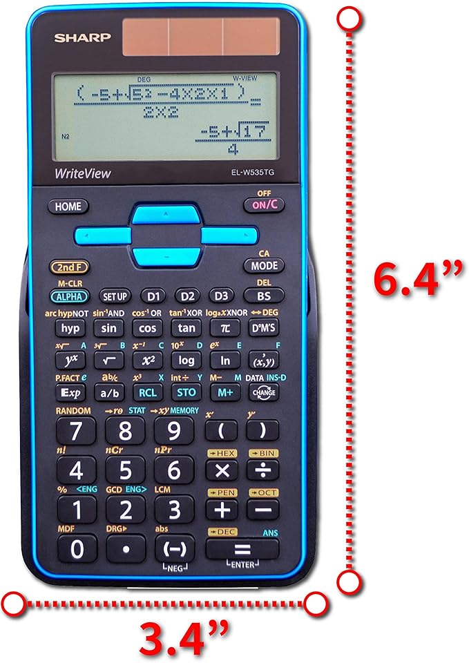 Sharp EL-W535TGBBL Scientific Calculator with WriteView™ 4 Line Display, Black, Blue