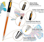 ZSCM Retractable Super Glitter Gel Pens, 24 Colors Large Capacity Metallic Sparkle Gel Ink Pens, 1 mm Fine Point Smooth Writing Color Pen for Adult Coloring Book Note Taking Aesthetic Art Supplies