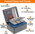 ENGPOW Fireproof Document Box, Hard Case File Box with Fireproof Zipper＆Lock, 6400°F Heat Insulated Fire and Water Resistant File Organizer Storage Safe for Important Documents Laptop Cash, Gray