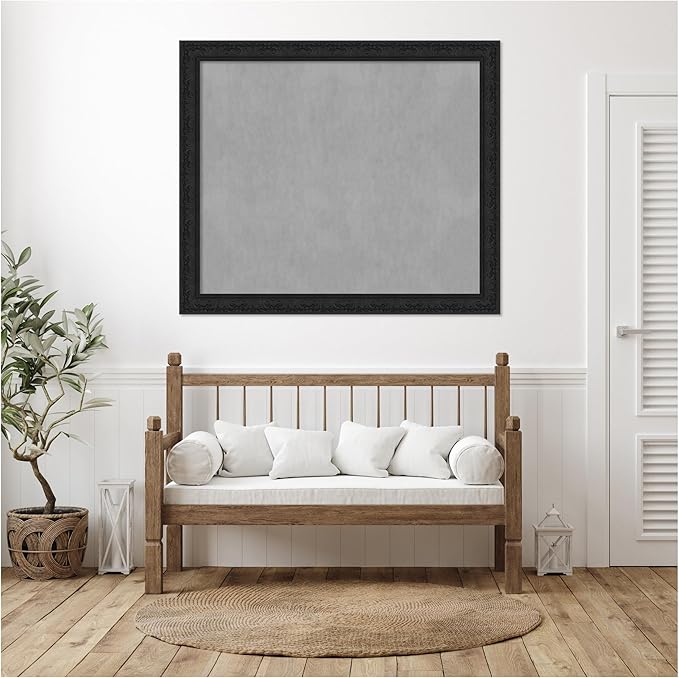 Amanti Art Black Framed Magnetic Board 47x55 Oversize Vision Board for use with Magnets, 100% Metal Sheet to Display Items as Office Decor or for Home Organization in mudroom, Kitchen or Kids Room