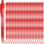 deegtran Pens Bulk, 100 Pack No Bleed Red Ink Click Pens with Soft Grip, Wholesale Retractable Ballpoint Pens for Office School, Medium Point Smooth 1.0MM
