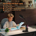 Vicsoon Desk Lamp, LED Desk Lamp for Home Office, Touch Table Lamp with 3 Color Modes 360° Adjustable Arm, Dimmable Desk Light with Pen Phone Holder, Black