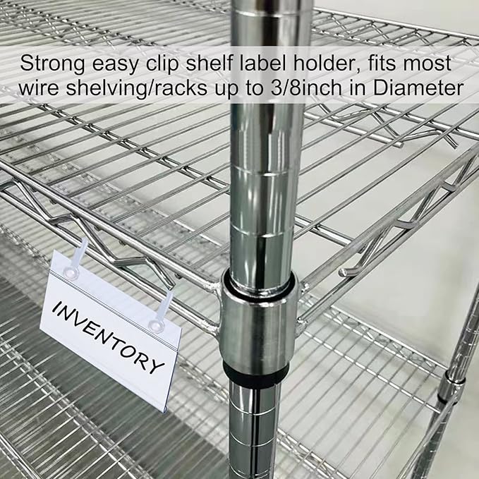 ChanQnTon Plastic Shelf Labels, 60pcs Label Holders with 120pcs Snap Lock Hanging Loops and 60pcs Matched Paper Inserts for Wire Basket,Price Tags,Shelf Tags for Wire Shelving 3.15x1.57inch