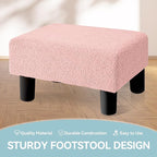 BRIAN & DANY Small Foot Stool Ottoman, Footstool with Legs, Teddy Velvet Foot Rest for Living Room, Bedroom and Office, Pink