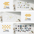 Large Cork Board for Wall 36" x 48" White Bulletin Board with Safe Removable Adhesive Squares for Pictures Photos, Alternative CorkBoard Felt Pin Boards Tiles for Office Classroom Wall Decor - 12 Pack