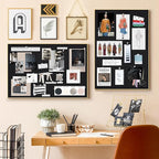 Lightomorrow Bulletin Board 30 x 20 inches, Black Pin Board, Golden Aluminum Framed Fabric Cork Board with 10 Push Pins