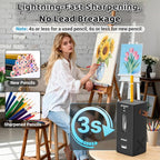 AFMAT Electric Pencil Sharpener, Fully Automatic Pencil Sharpener, Auto in & Out, Rechargeable Hands-Free Sharpeners for Jumbo & Colored Pencils (6.5-12mm), Portable for Home/Classroom/Office PSC6