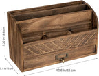 VERGOODR Solid Wooden Desk Drawer Organizer Desktop File Sorter,Desktop Mail Organizer with Handle For Office Supplies,Office Desk Accessories & Workspace Organizers for Home Organization (Brown)