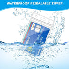 50Pcs ID Badge Holder Vertical Name Tag Holder Clear Plastic Name Badge ID Card Holders with Waterproof Resealable Zip for Office, School, Conference