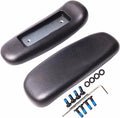 CHAHEKAI Office Chair Arm Replacement, PU Armrest Arm Pads Caps, Univeral 4" Mounting Hole, (Set of 2) Black with Screws Washer and Wrench