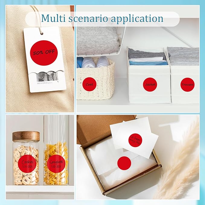 2 Inch Round Color Coding Labels (500 Count) - Red Dot Stickers Circle Labels with Dispenser Box for Warehouse, Filing, Industrial, Office Organization