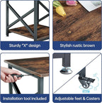 Fannova Large Printer Stand, 23.6 x 23.6 x 22.6 Inches Square Printer Table with Storage Shelf, 2 Tier Rolling Printer Cart with Industrial Wheels for Home Office - Rustic Brown