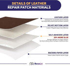 Besezx Leather Repair Patch Tape Kit, Self Adhesive Leather Repair for Furniture, Couch, Sofa, Car Seats,Office Chair,Vinyl Repair Kit.30inx16in