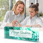 Personalized Name Plate for Desk Custom Acrylic Desk Name Plate Custom Employee Appreciation Gifts Office Gifts for Women, Men, Boss, Coworkers, Teacher, Nurse (Green Glaze)