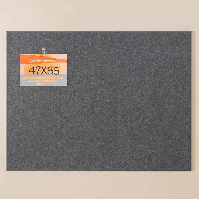 Thickened Bulletin Board - 47 x 35 Inches, Decorative Felt Board Pin Board for Wall - 4' x 3' Foldable Photo Display Board with Self-Adhesive Tape, Includes 20 Push Pins - Gray