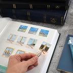 LIGHTHOUSE – “BASIC” Hard Cover Stockbook for Stamps – 32 White Cardstock 9”x12” (A4) Pages with Glassine Strips - Red