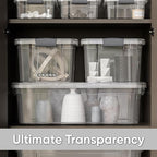 Superio Clear Storage Boxes with Lids, 13.7 Quart Plastic Container Bins for Organizing, Stackable Crates, BPA Free, Non Toxic, Odor Free, Organizers for Home, Office, School, and Dorm