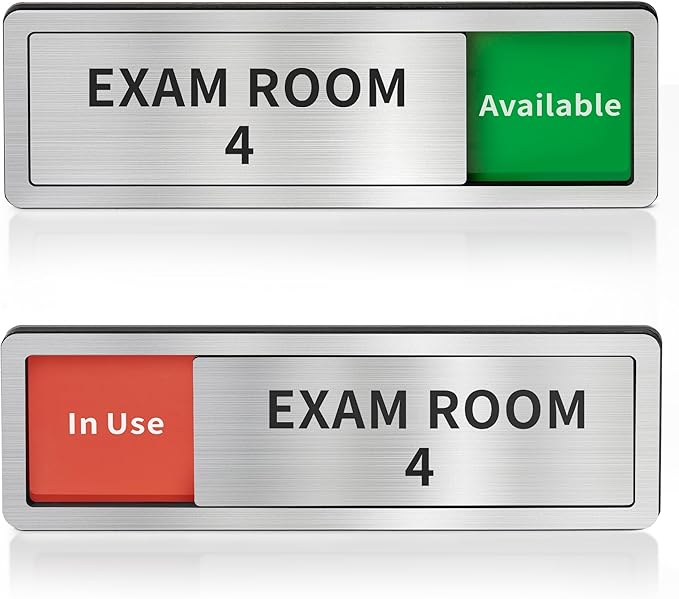 Exam Room Sign, Exam Room Numbers, In Use/Available Slider Door Signs for Therapists, School, Medical Office, Hospital-Easy Installation