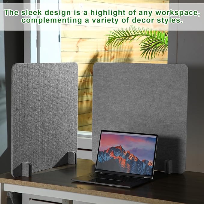 Kisston 12 Pack Desk Privacy Panel 24 x 24'' Acoustic Desk Divider Stand up Freestanding Privacy Panel Noise Visual Distraction Reducing Table Divider Office Student Cubicle Reception Area(Light Gray)
