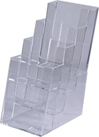 Clear-Ad - LHF-S104 - Acrylic Slant Back 4 Tier Trifold Brochure Display in Bulk - Plastic Literature Holder for Flyers, Booklets, Bills, Mail, Letters, Cards, Pamphlets, Maps (Pack of 18)