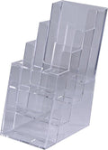 Clear-Ad - LHF-S104 - Acrylic Slant Back 4 Tier Trifold Brochure Display - Plastic Literature Holder for Flyers, Booklets, Bills, Mail, Letters, Cards, Pamphlets, Maps (Pack of 2)