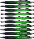 Personalized Pens With Custom Logo or Text-350 Pack Bulk-for Businesses, Parties, and Events, 2 in 1 Ballpoint Pen & Capacitive Stylus for Touchscreen Devices, Click Action, Black Ink, Green