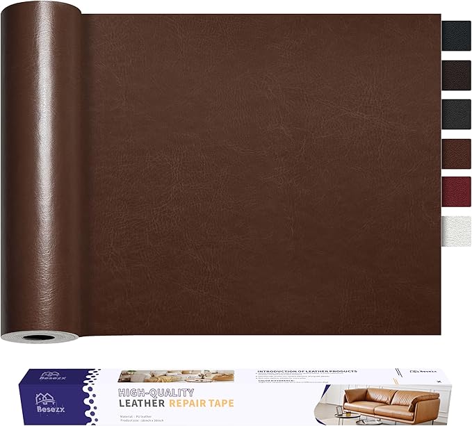 Besezx Leather Repair Patch Tape Kit, Self Adhesive Leather Repair for Furniture, Couch, Sofa, Car Seats,Office Chair,Vinyl Repair Kit.30inx16in