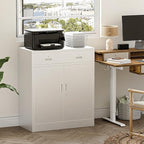 TaskStorz Metal Storage Cabinet with 2 Drawers 36" H,White Metal Garage Cabinets with 2 Lockable Doors and Adjustable Shelves Easy to Assemble for Home Office, Kitchen,Pantry,Garage,Warehouse