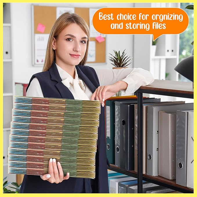 Noveread 1 Set 25 Alphabet File Dividers A-Z Tab Letter Size 1/5 Cut Tab Positions Alphabetical Number File Folder Organizer Guides Cabinet and Desk Dividers for School Office (Yellow)