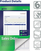 Better Office Products Large Sales Order Books, 6 Pack, 2-Part Carbonless (White/Canary Yellow), 5-7/16 x 8-7/16 inches, 50 Sets per Book, 300 Total Sets, 6 Books
