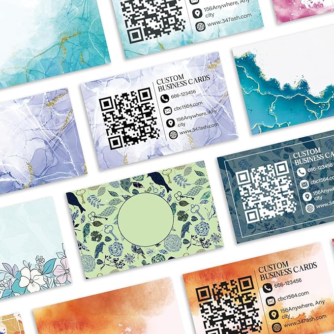 Custom Business Cards - Customizable Logo/Text/QR Code, 300gsm Matte Paper Front & Back Sides Printed, for Company/Business/Thanks Cards 100/200/500/1000/2000 Pcs