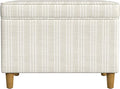Spatial Order Home Decor | Dinah Collection Modern Storage Ottoman | Ottoman with Storage for Living Room & Bedroom(Cream Marigold Pinstripe Fabric)