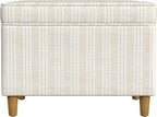 Spatial Order Home Decor | Dinah Collection Modern Storage Ottoman | Ottoman with Storage for Living Room & Bedroom(Cream Marigold Pinstripe Fabric)