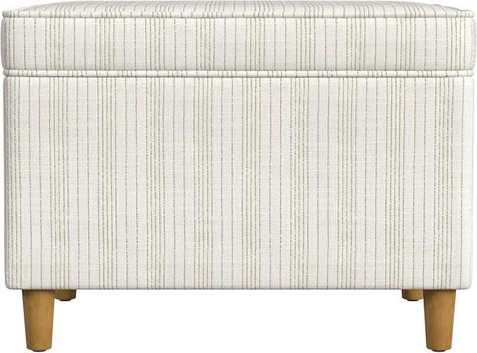 Spatial Order Home Decor | Dinah Collection Modern Storage Ottoman | Ottoman with Storage for Living Room & Bedroom(Cream Marigold Pinstripe Fabric)
