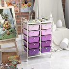 GOFLAME 10-Drawer Rolling Storage Cart, Art Craft Storage Organizer on Wheels, Multipurpose Movable Utility Cart for School, Office and Home, Purple Gradient