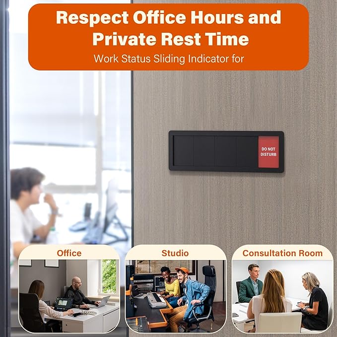 2PK Office Door Signs 5 Options Do Not Disturb, Please Knock, In A Meeting, Out Of Office, Working Remotely Privacy Door Slider Sign for Meeting & Conference Room