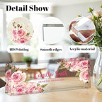 Personalized Name Plate for Desk, Custom Acrylic Desk Name Sign, Office Appreciation Gifts for Women Men Coworkers Boss Teacher Employee (Pink Rose)