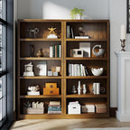 Bevfint 70 in Tall Bookcase, White Bookshelf Open Storage 5-Tier Shelves, 33 inch Wide Floor Standing Indoor Furniture, Book Cases for Home School Library Office Bedroom Kids, Vintage Oak 5 Tiers